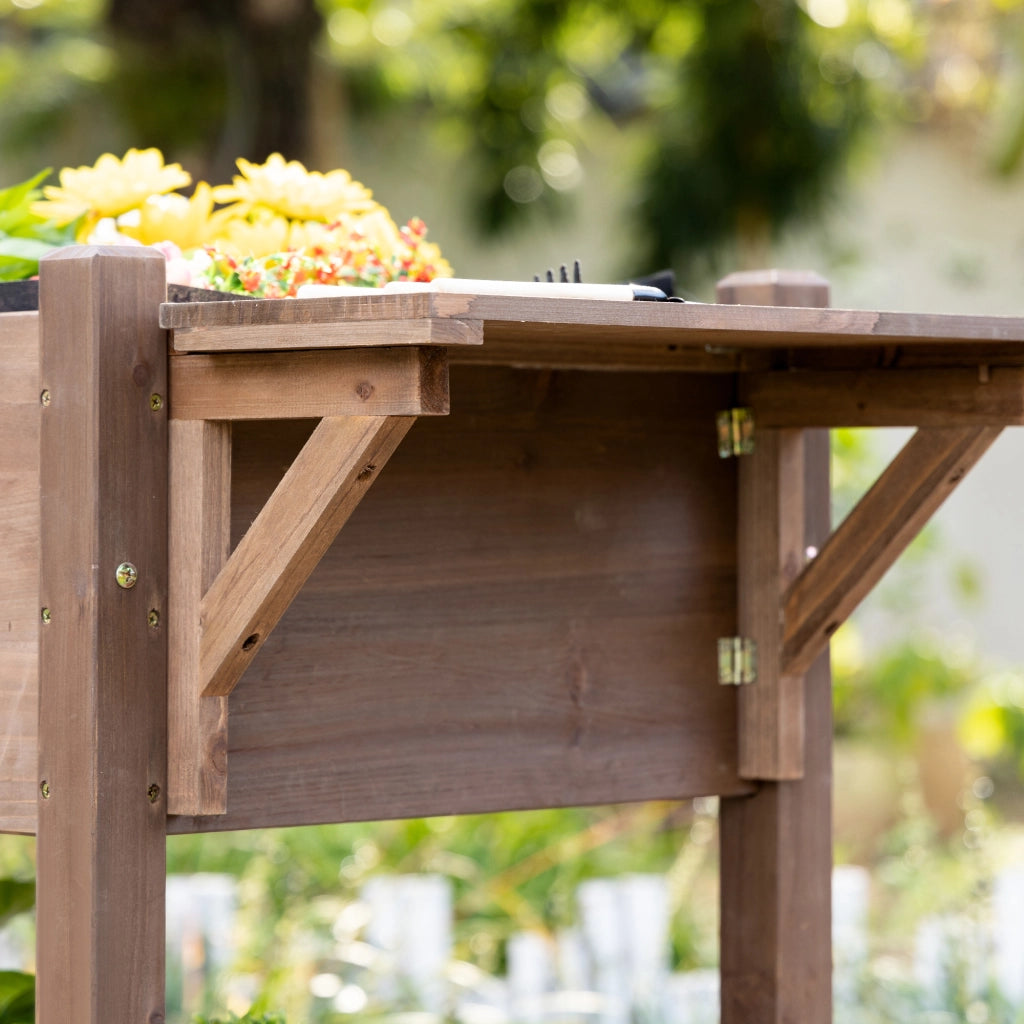 Fioriera 8 Vasi ¨C Xylo ¨C Legno Abete con Ripiano, 123x54x87 cm, Giardino Esterno