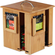Theedoos in Bambù con 4 Compartimenti - Design Rotativo, Adatto per 160 Zucche da Tè, Ecologico e Stiloso
