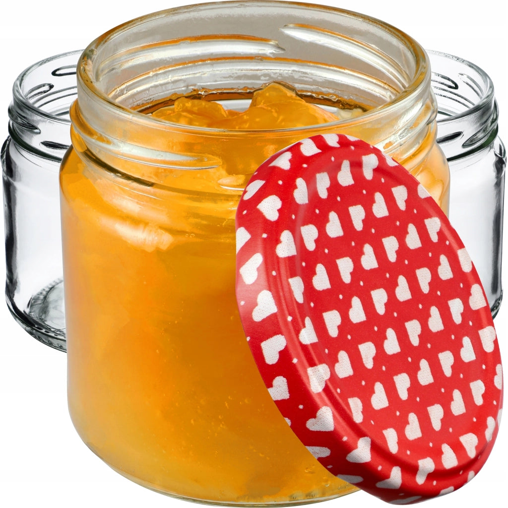 Barattoli per conserve KADAX Lerma 200 ml 50 pezzi 66 mm + coperchi "Cuori"