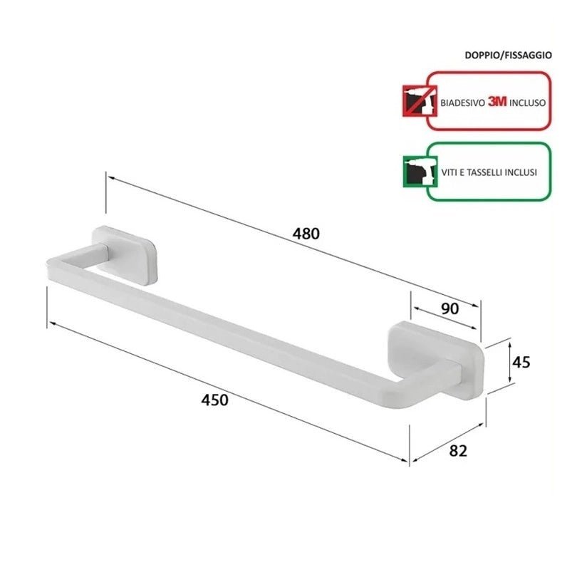 PORTASCIUGAMANI CUBIK 45CM INOX BIANCO