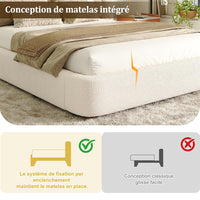 Letto doppio imbottito 160x200cm - Xylo - bouclé beige idraulico