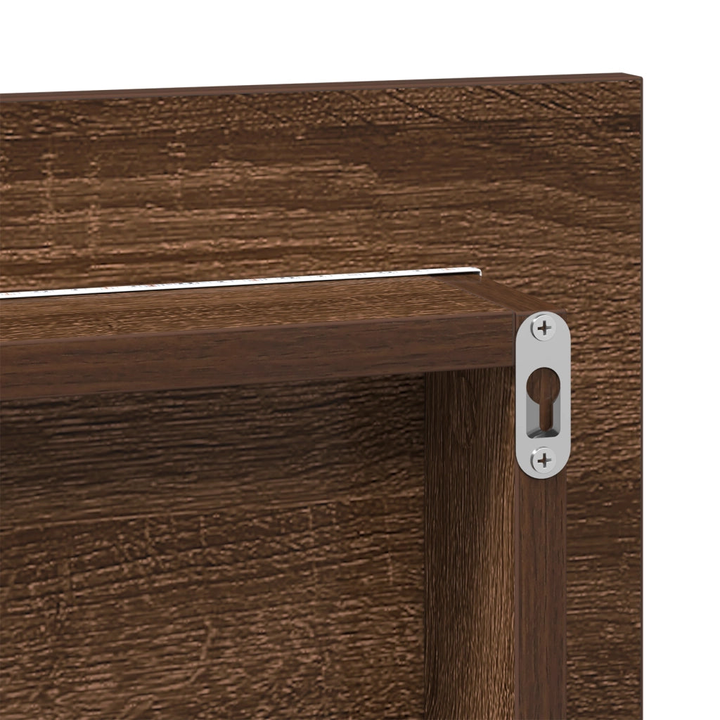 Cabinet del Bagno  con Specchio e Luce LED Rovere Marrone 80x37 cm