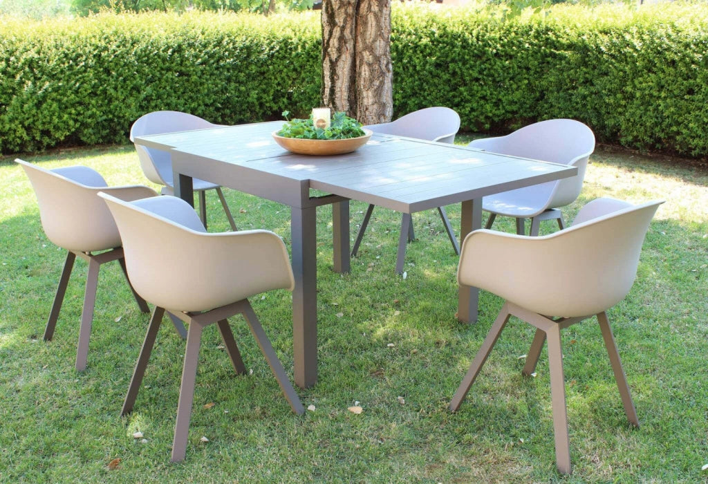 Tavolo Allungabile Hawaii 90/180x90x75 h cm in Alluminio Taupe