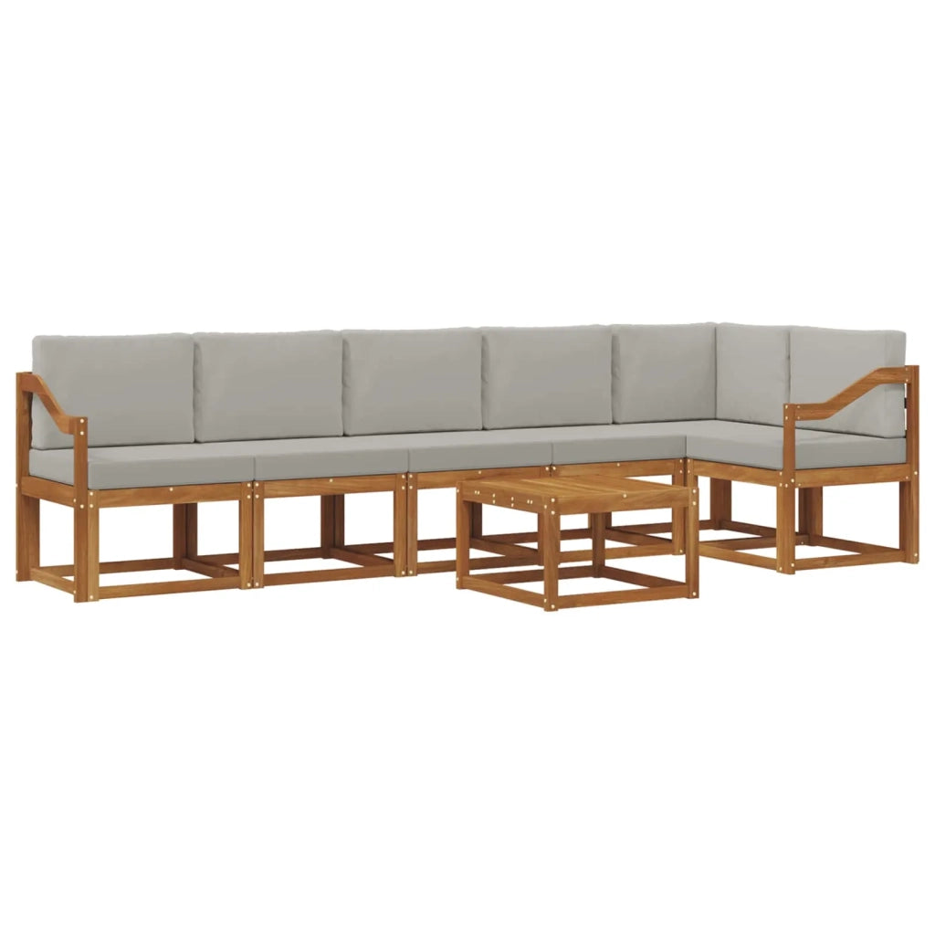 Set di divani da esterno 7 pcs Grigio Naturale e Chiaro