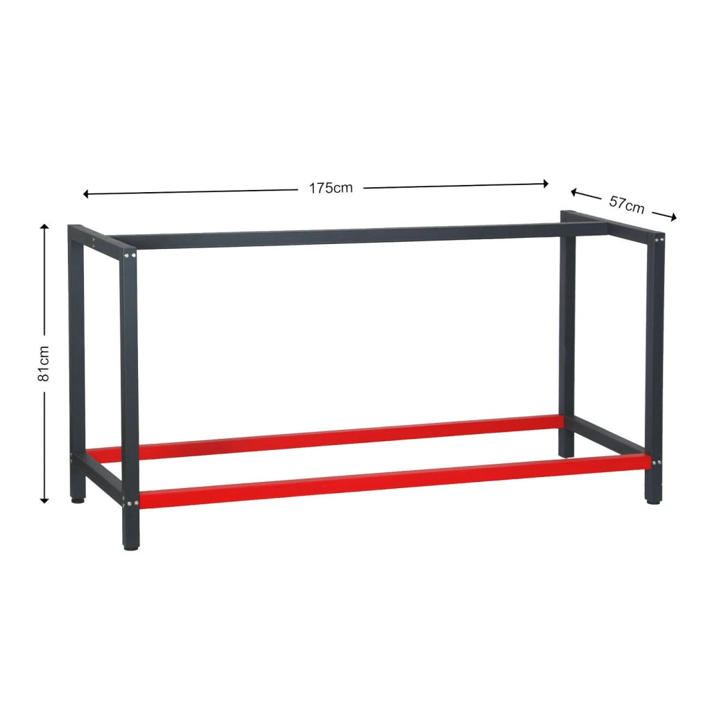 Gamba per banco da lavoro 175 cm supporto scrivania in acciaio rosso antracite imballo officina 16_0002510