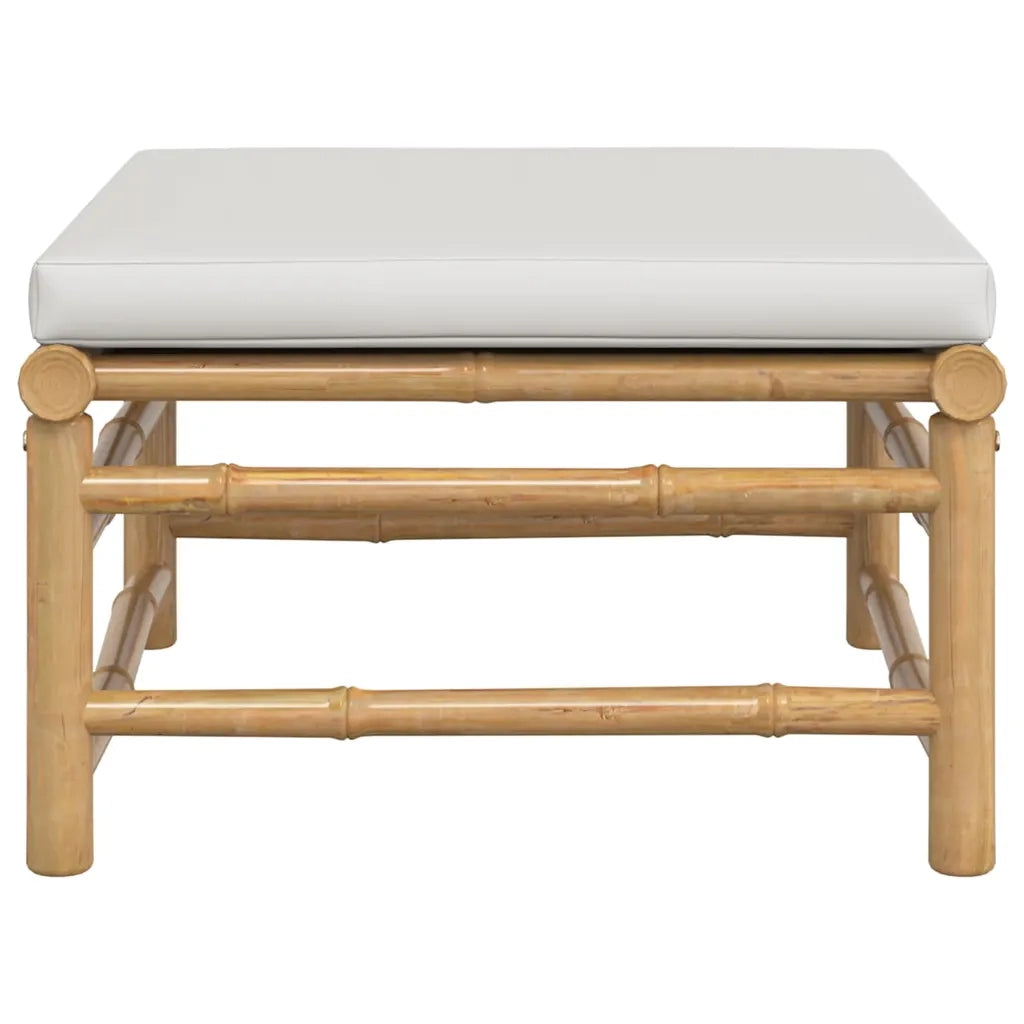 Poggiapiedi da Giardino con Cuscino Grigio Chiaro in Bamb¨´ CFW2592133