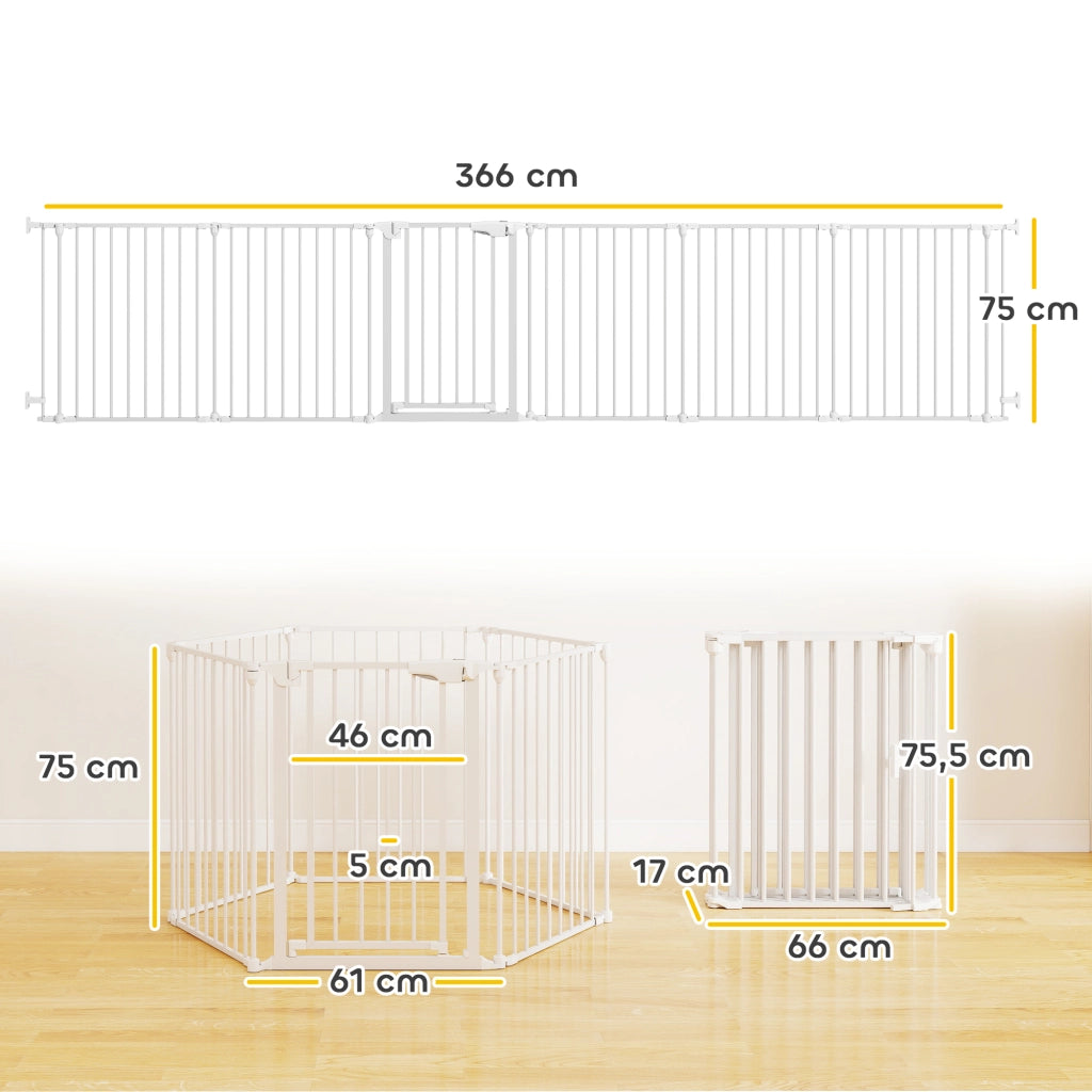 Recinto Sicurezza per Bambini e Cani ¨C zephmum ¨C Metallo Pieghevole 6 Pannelli 61x75 cm Bianco