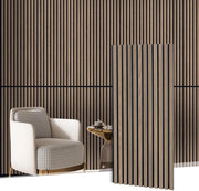 2 pannelli acustici di noce, pannelli di parete acustici in legno finito, rivestimento per parete 3D con decorazione in legno, parete in lamelle con isolamento acustico in velluto 110 x 48 cm per decorazione interna