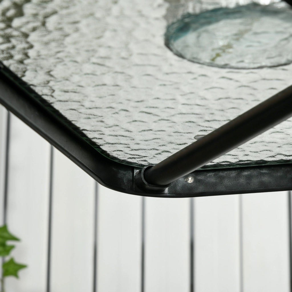 Tavolo da Giardino Pieghevole con Foro Ombrellone ¨C MINIMAL ¨C Metallo Nero 76x76 cm