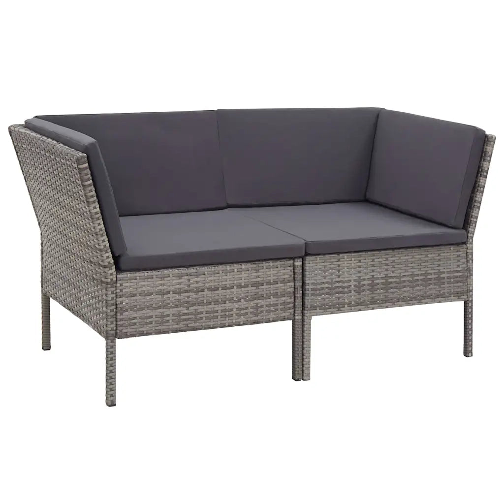 Set Divani da Giardino 6 pz con Cuscini in Polyrattan Grigio 48942