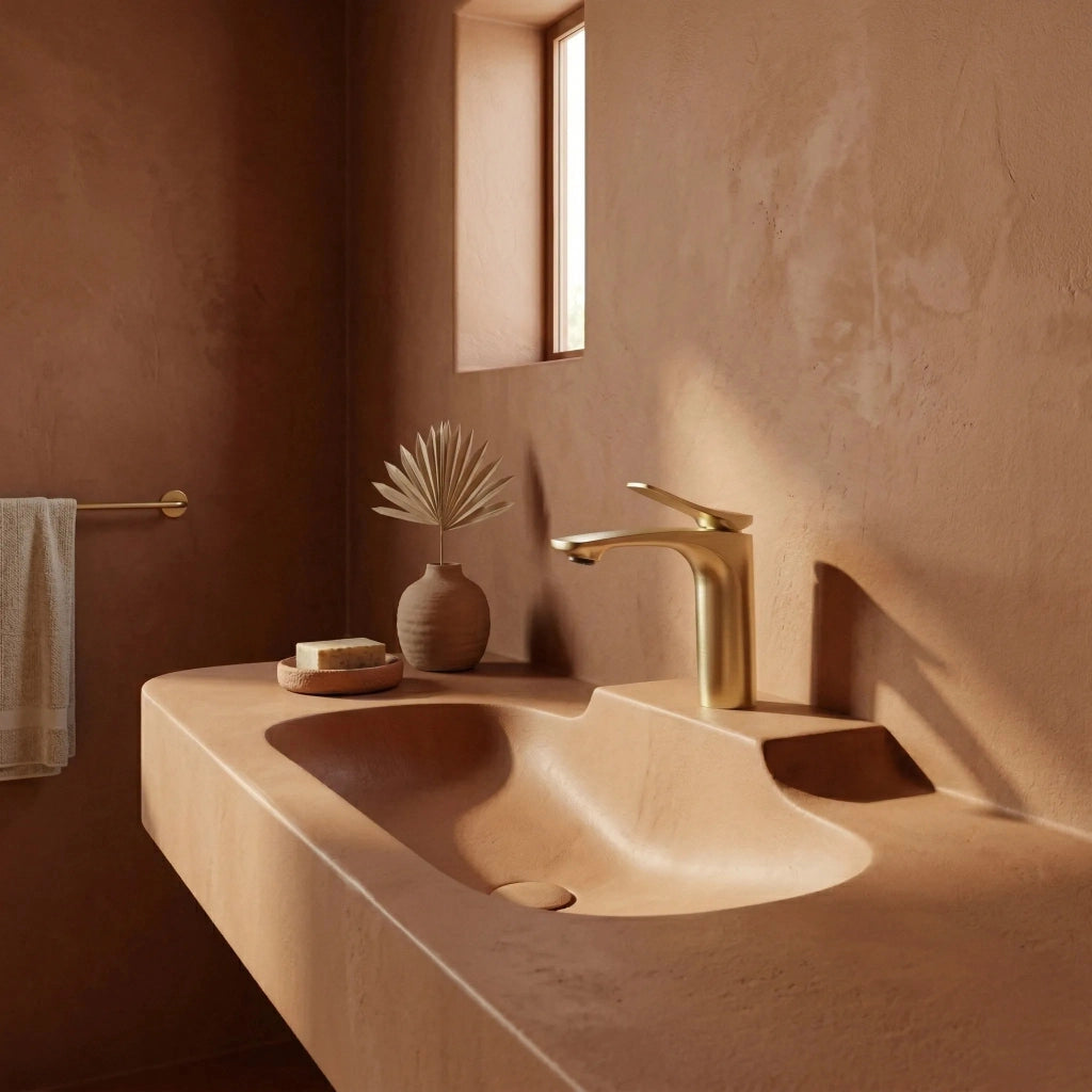 Rubinetto Per Lavabo Premium Rea Vision Gold Brush Low