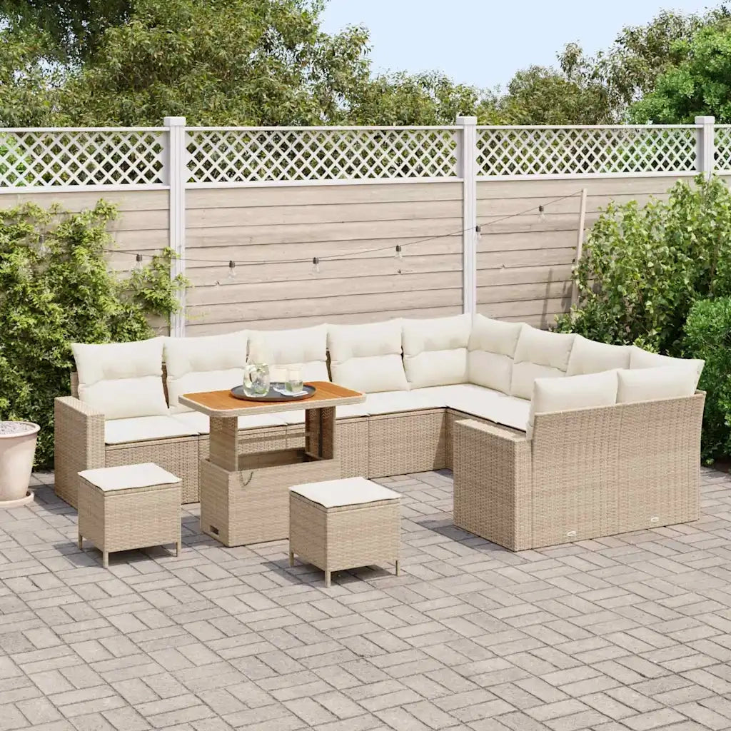 Set Divano da Giardino 12 pcs Beige polyrattan