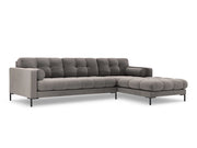 Cosmopolitan Design - Divano angolare destro "Bali" 5 posti in velluto grigio chiaro 