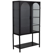 Vetrina in metallo laccato nero a 2 porte 88x44x160