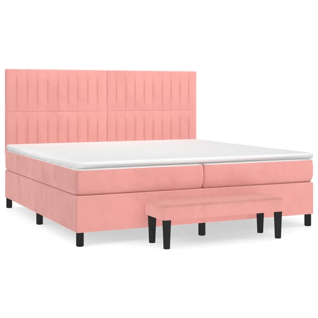 Giroletto a Molle con Materasso Rosa 200x200 cm in Velluto 3137988