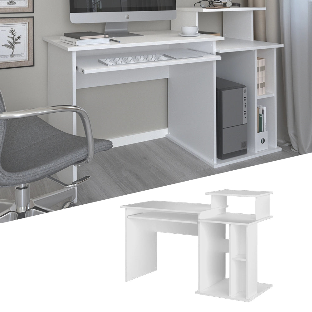Vicco Scrivania con ripiani Bianco 130 x 55 cm