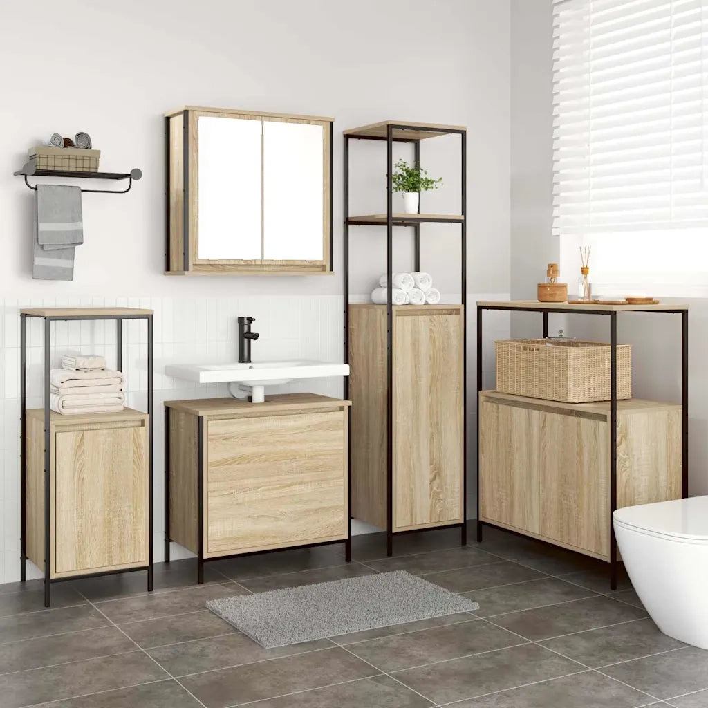 Set di mobili per il bagno 5 pcs Beige Legno multistrato 3328370