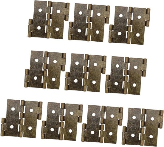 Set di 10 scharnieri robusti per porte e finestre - Design retro - Fatto di acciaio - Per mobili e schermi - Scharnieri a doppia vite - Antiruggine e silenziosi
