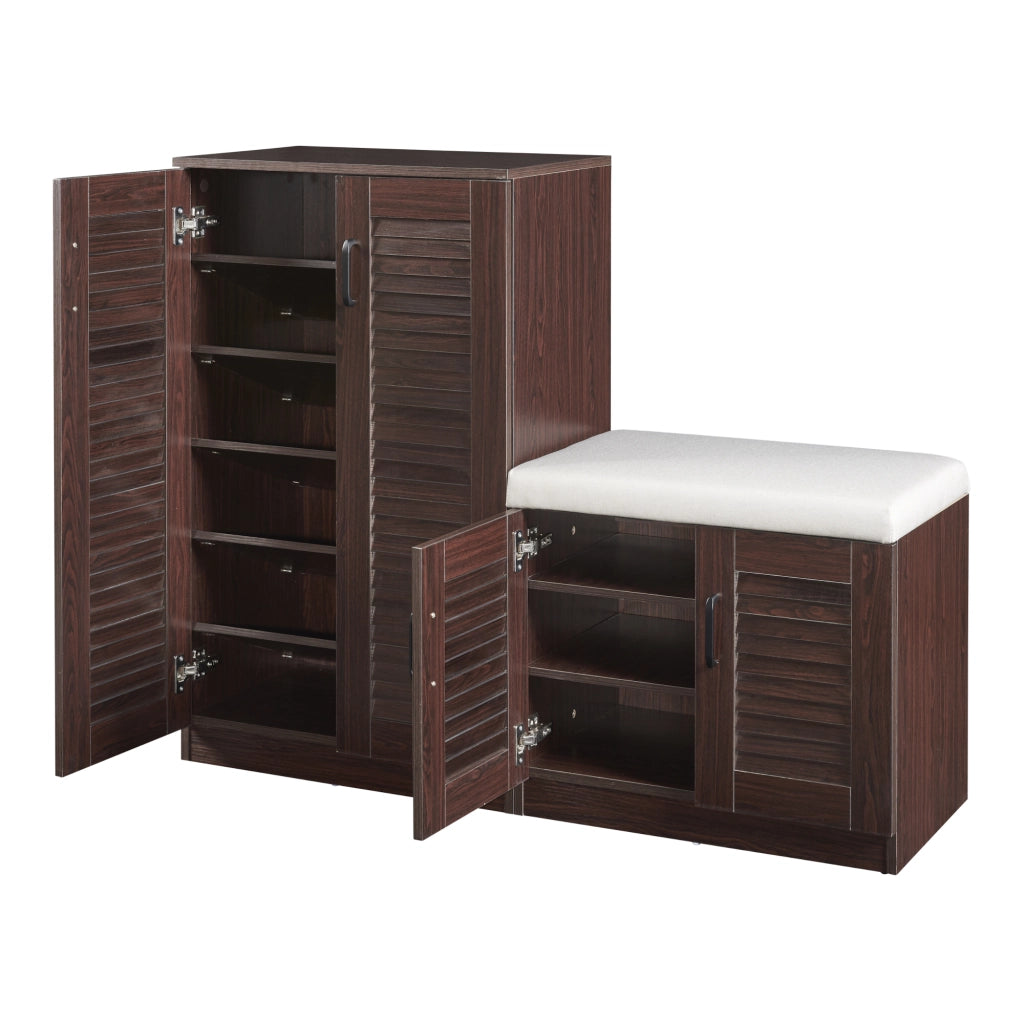 Set Løten di Armadio Scarpiera e Panca 97 x 120 x 36 cm Wengè [en.casa]