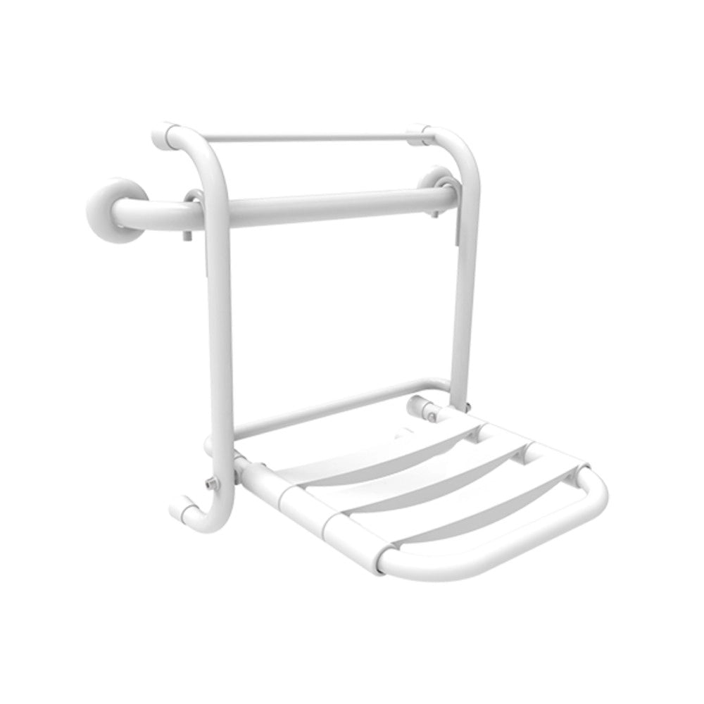 Sedile antibatterico ribaltabile asportabile inox bianco con doghe