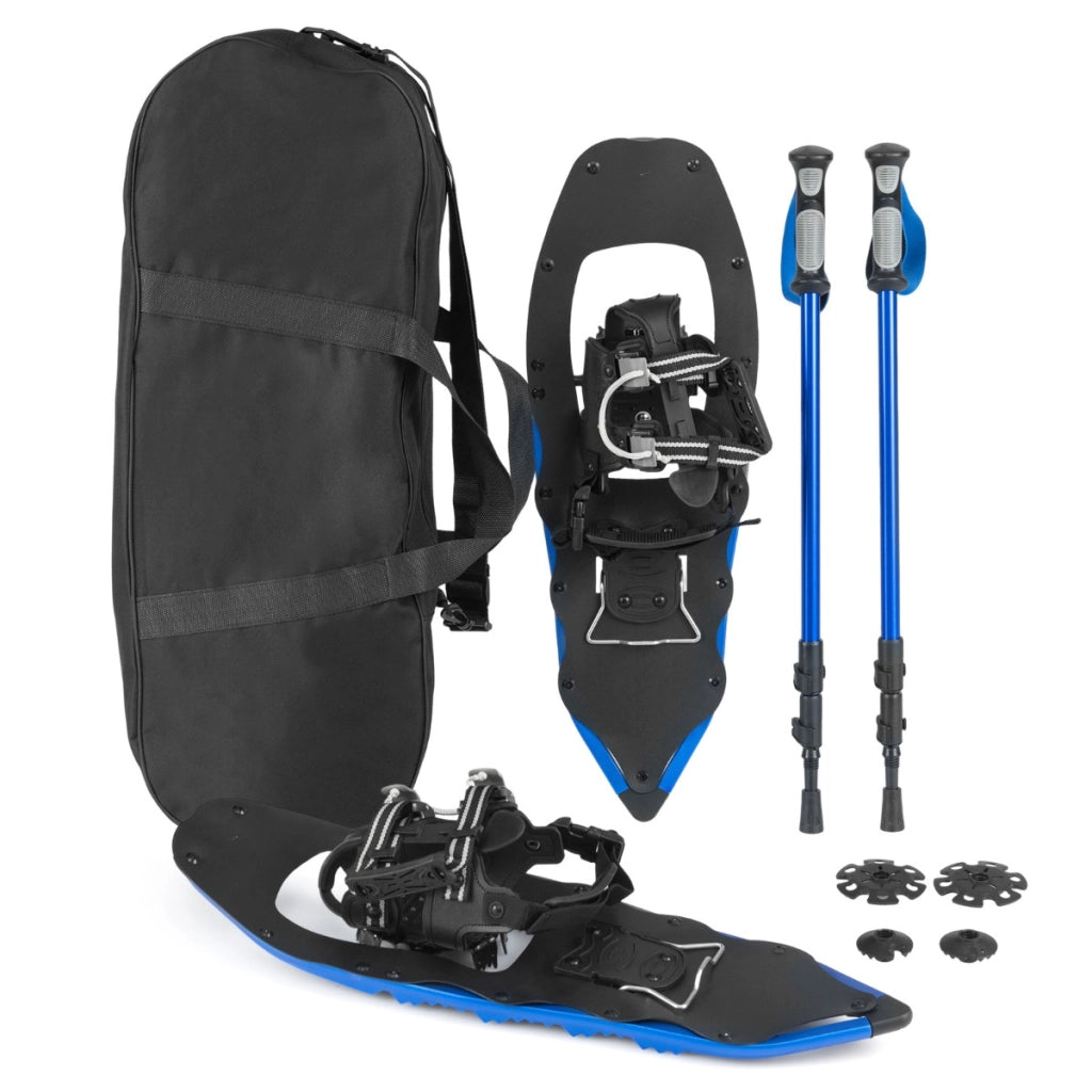 Paio di racchette da neve kit in alluminio per ogni terreno, Paio di racchette da neve leggeri con bastoncini da trekking Blu