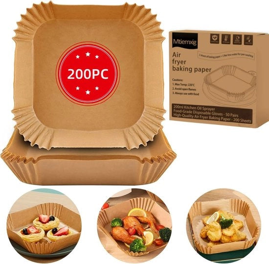 Pannello di cottura aeree 200 pezzi 24cm*20cm*4.5cm | Antiscorrosivo, carta per un uso fino a 220°C | Universale per tutti i marchi