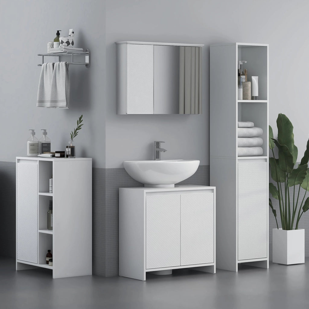 Mobile Sottolavello da Bagno 60x30x60cm 2 Ante Decorate Bianco
