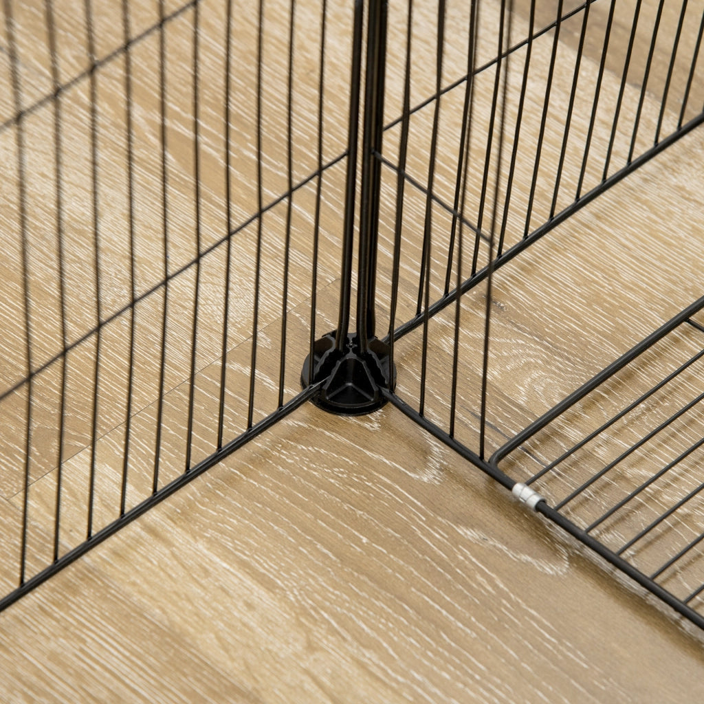 Recinto modulare per animali domestici ¨C Xylo ¨C 18 pannelli in acciaio, 2 porte, 175x70x45 cm, nero