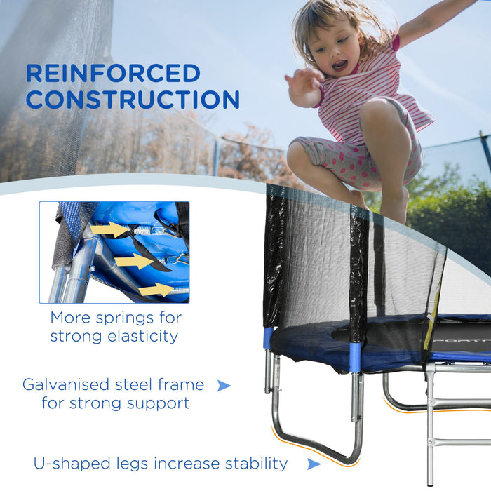 Trampolino Elastico con Scaletta e Rete di Sicurezza Ø180x200 cm in Acciaio e Plastica Blu