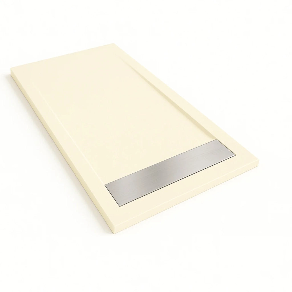 Piatto doccia Bidai con bordo 80X200 cm colore Crema RAL 1013 griglia in Acciaio