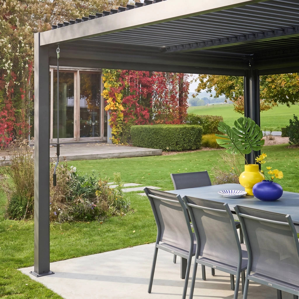 tenda laterale avvolgibile alluminio e textilene per pergola, 3m,