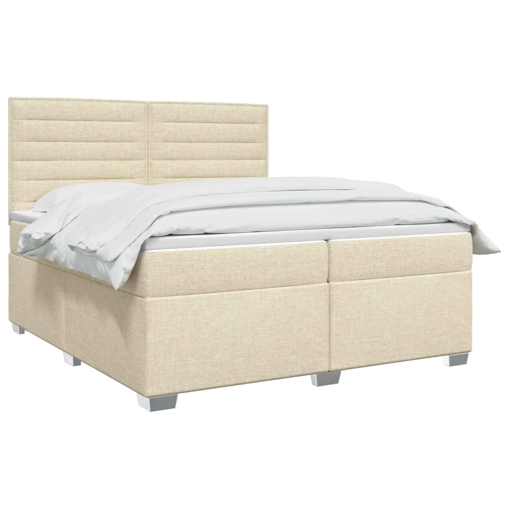 Letto box spring con materasso Crema 200 x 200 cm Tessuto 3453484