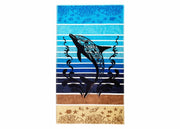 Telo Mare Jacquard Spugna Asciugamano Spiaggia Disegno Dolphin Jump - Telo Mare - Turchese