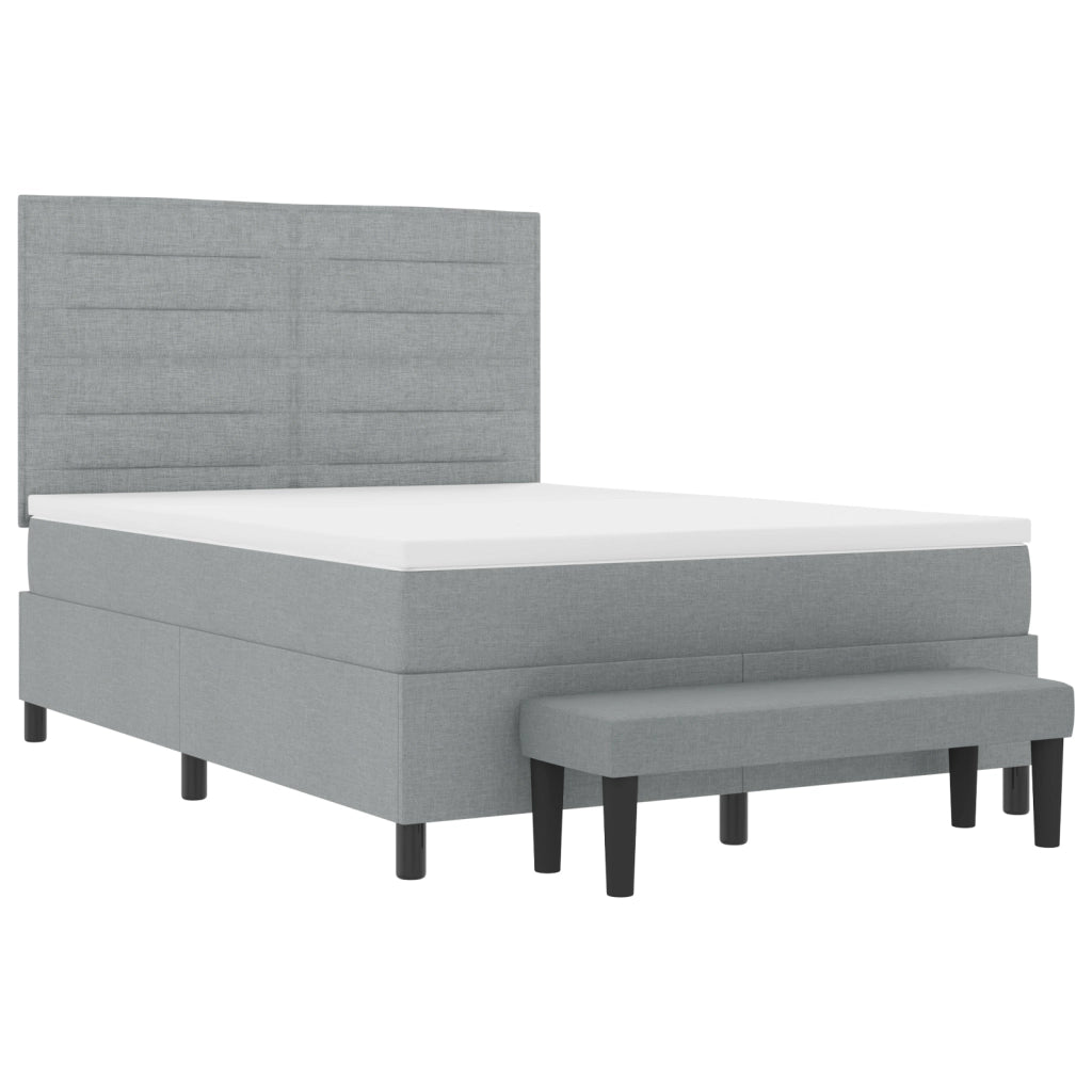 Letto con Molla con Materasso e Panchina Grigio Chiaro 140x190 cm Tessuto