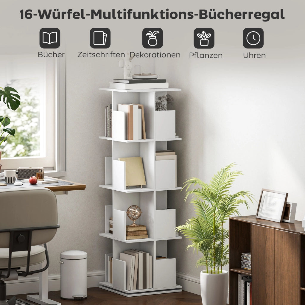Libreria girevole 4 livelli 16 scomparti ¨C Xylo ¨C truciolato bianco per soggiorno camera letto studio