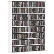 Libreria 16 Ripiani per CD in Legno Moderno ¨C zephmum ¨C Bianco 106.5x24x126.3 cm