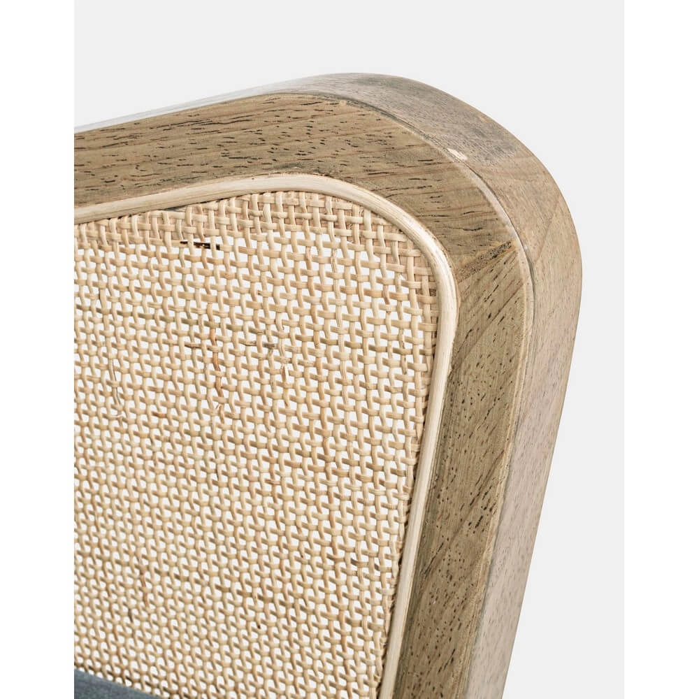 Poltrona Imbottita con Braccioli in Legno e Rattan - FLORENCE