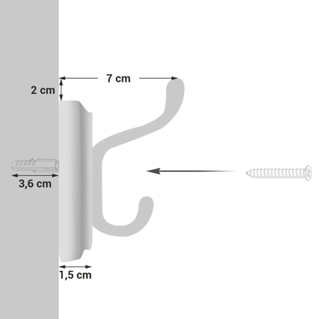 Appendiabiti da parete appendiabiti con 4 ganci per cappelli sciarpe ombrelli chiavi 40 cm per ingresso bagno bianco 12_0003150