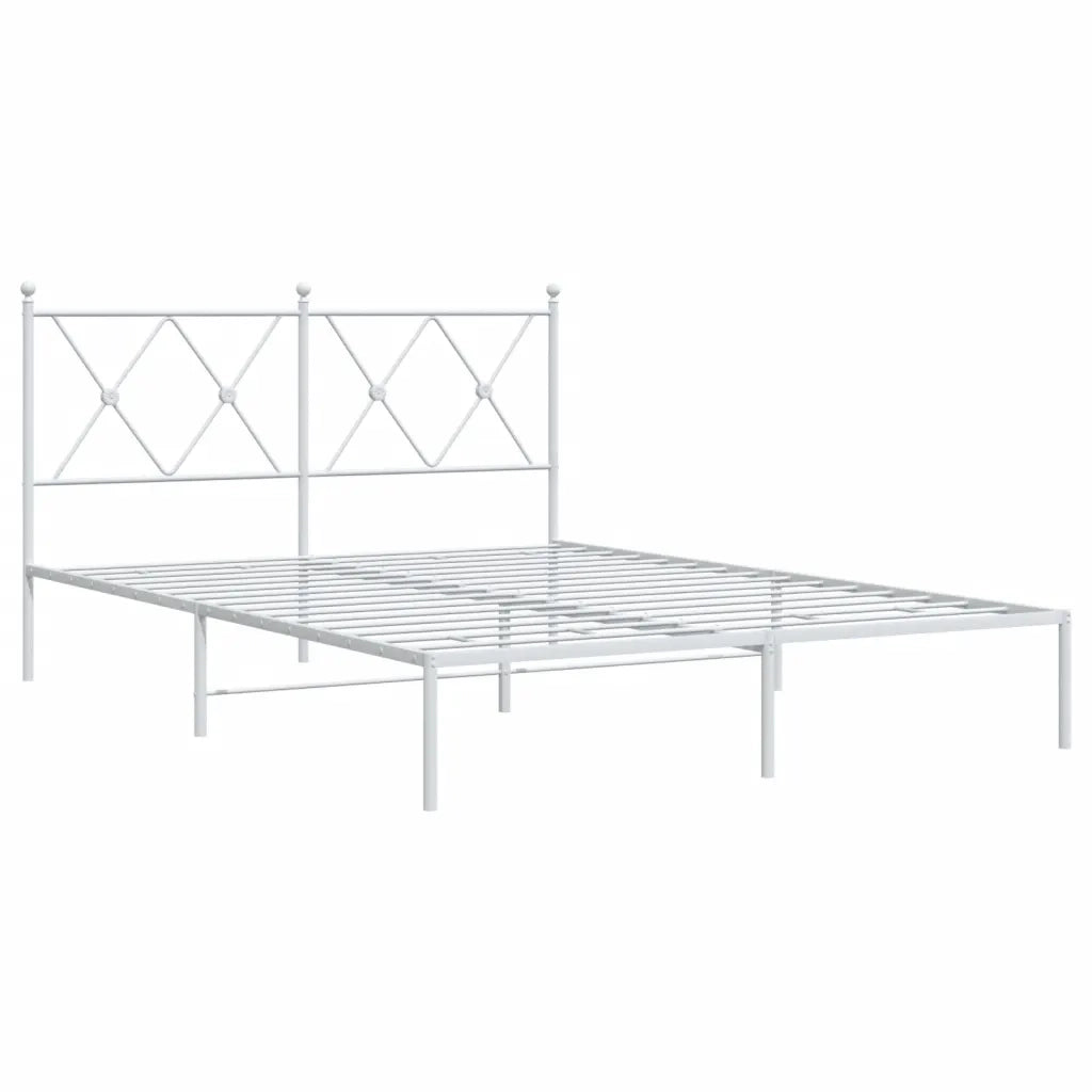 Letto matrimoniale | Letto per adulti | Giroletto con Testiera Metallo Bianco 140x190 cm