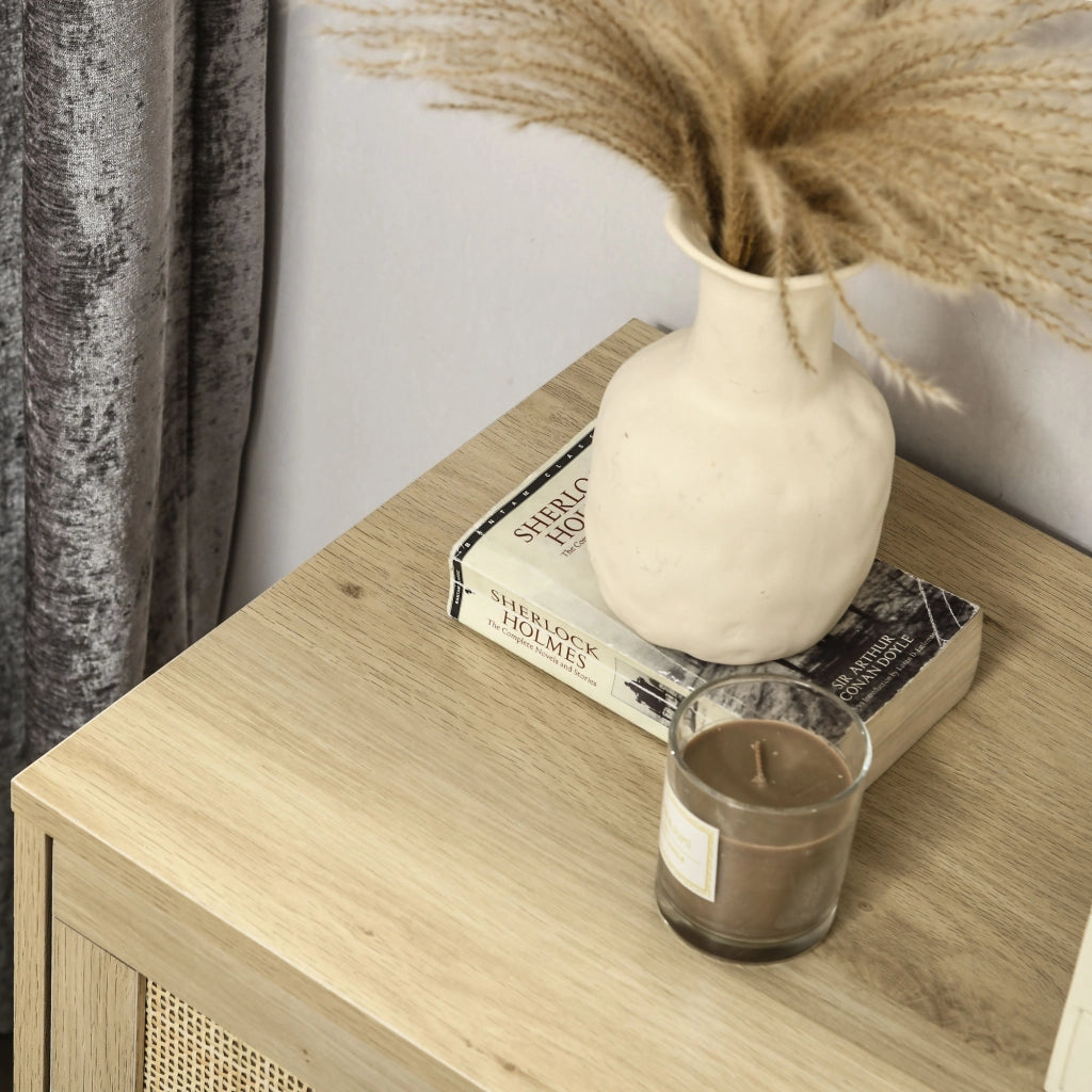 Cassettiera boho in rattan naturale ¨C Xylo ¨C 4 cassetti legno per soggiorno ingresso