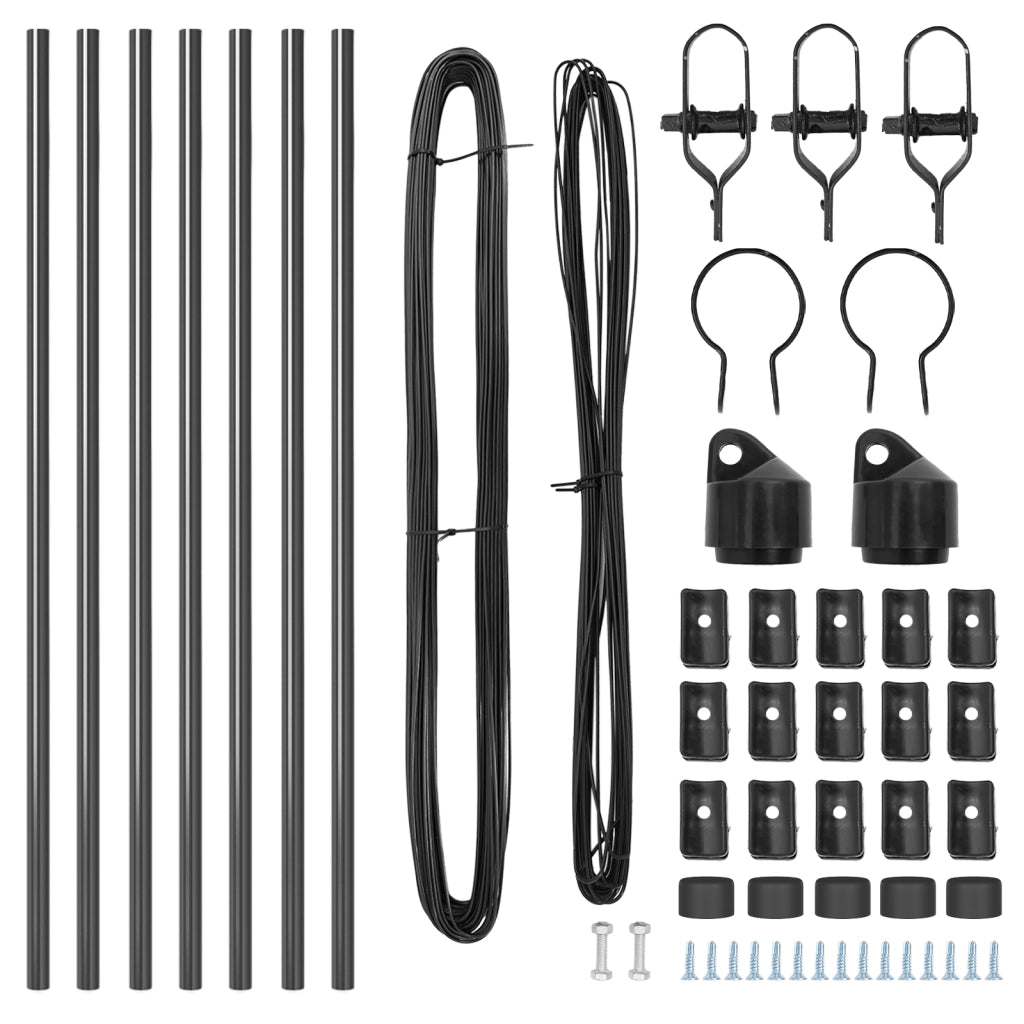 Posti per recinzione 7 pz Grigio Ã˜32 mm 80 cm Acciaio galvanizzato