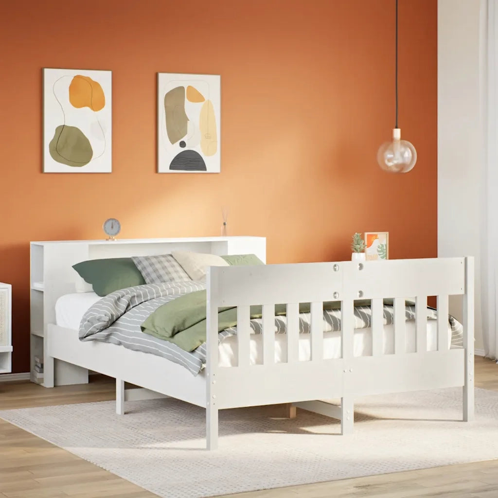 vidaXL Letto Libreria senza Materasso Bianco 140x190 cm Legno di Pino