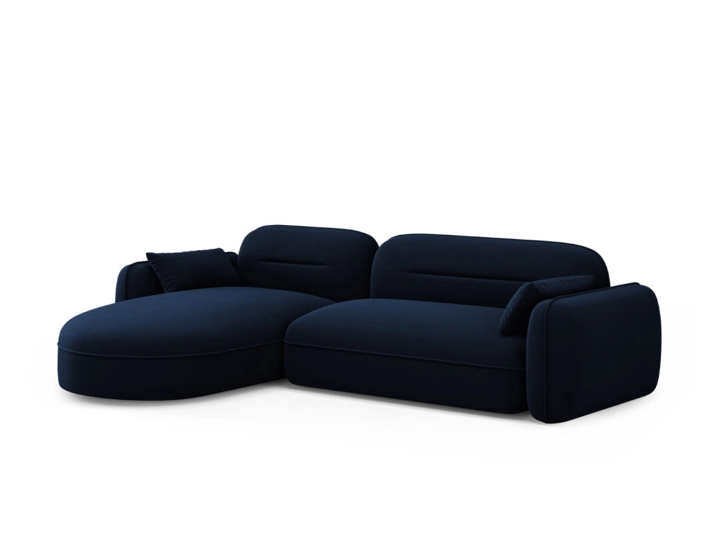Cosmopolitan Design - Divano angolare modulare sinistro "Sydney" 4 posti in velluto blu reale 