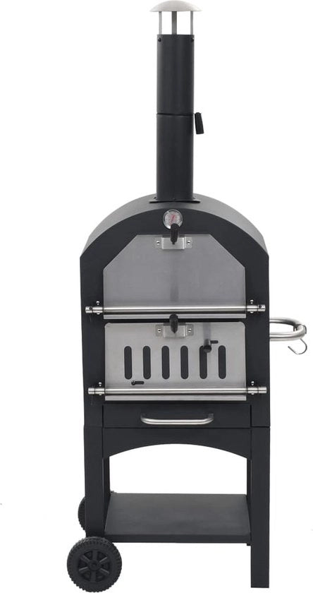 Fornello per pizza in legno a carbone, inclusa pietra per pizza, altezza 157cm