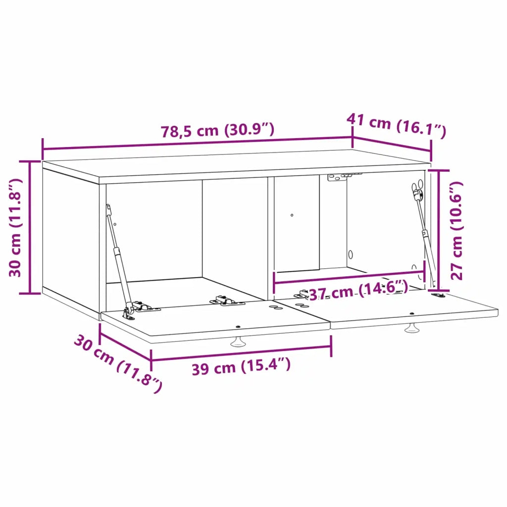 Mobile Porta TV da Muro Legno antico 78,5 x 41 x 30 cm 898183