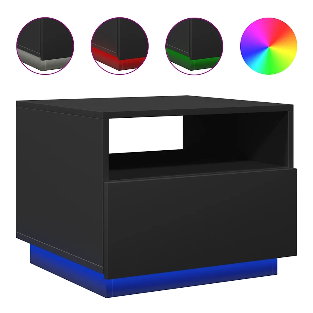 Tavolino da Soggiorno con Luci LED Nero 50x49x40 cmcod mxl 88175