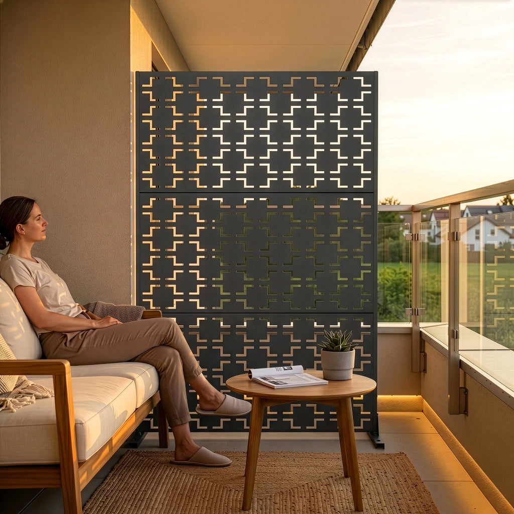 Pannello Divisorio Basciano Struttura Traforata in Acciaio 180 x 120 cm - Grigio Antracite casa.pro