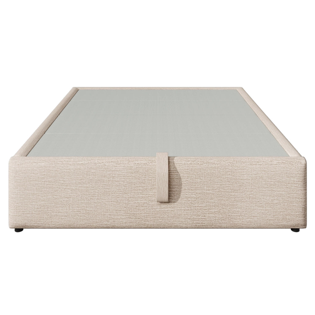 Letto matrimoniale imbottito con porta USB 160x200 cm lino beige naturale