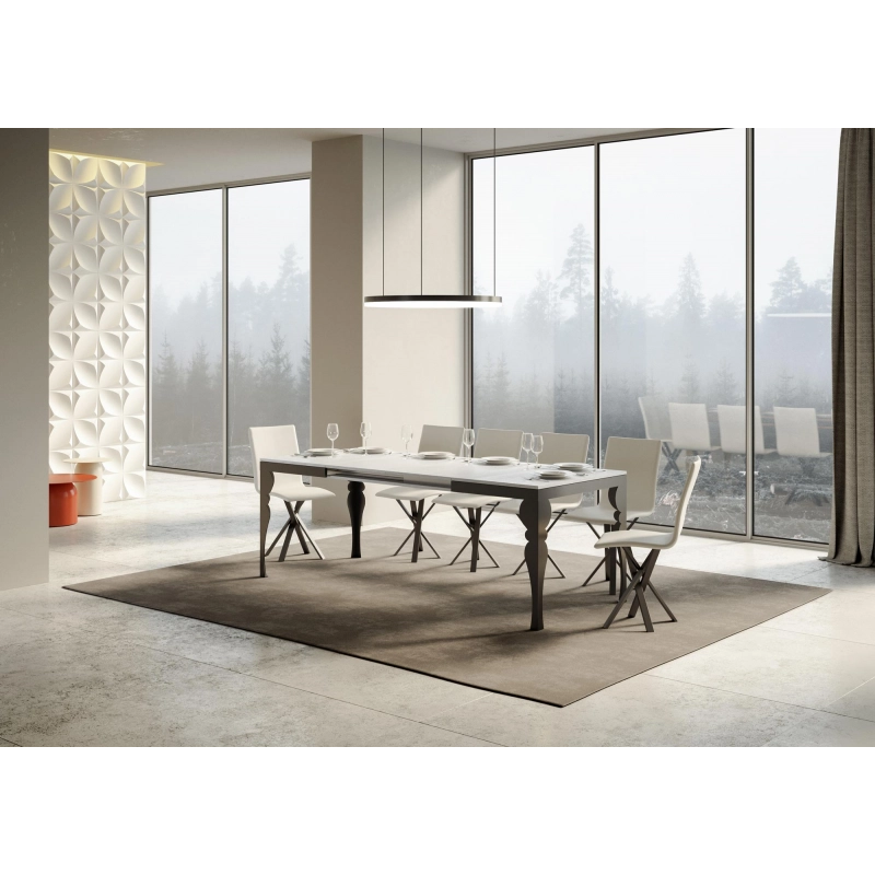 Tavolo allungabile 90x120/380 cm Paxon Evolution telaio Antracite - Bianco Frassino