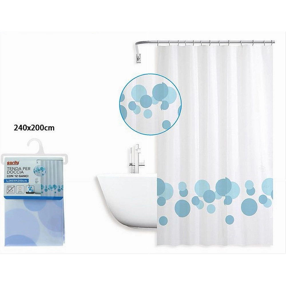 Trade Shop - Tenda Per Doccia Vasca Bagno Design Con Cerchi Bicolore 240x200cm 12 Ganci 87600 -